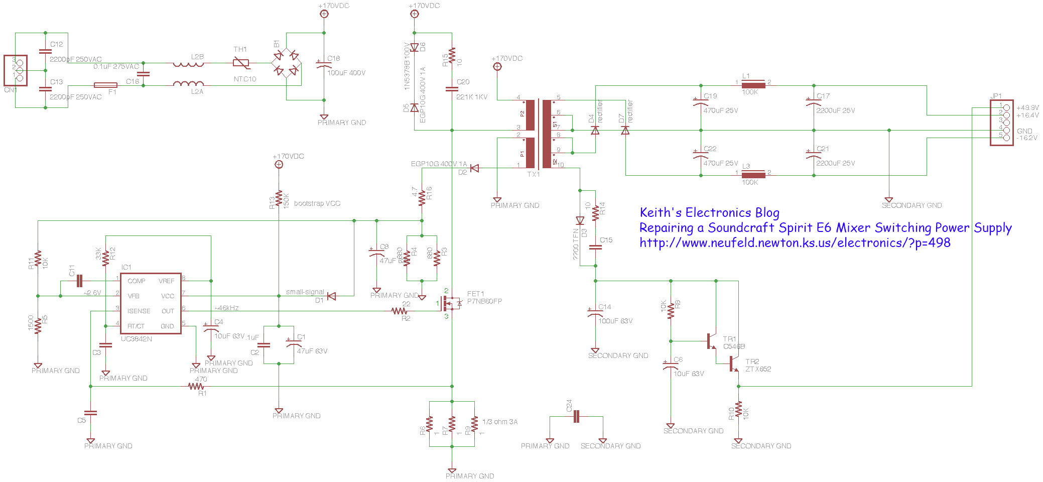 Soundcraft FX16 II power supply schematics