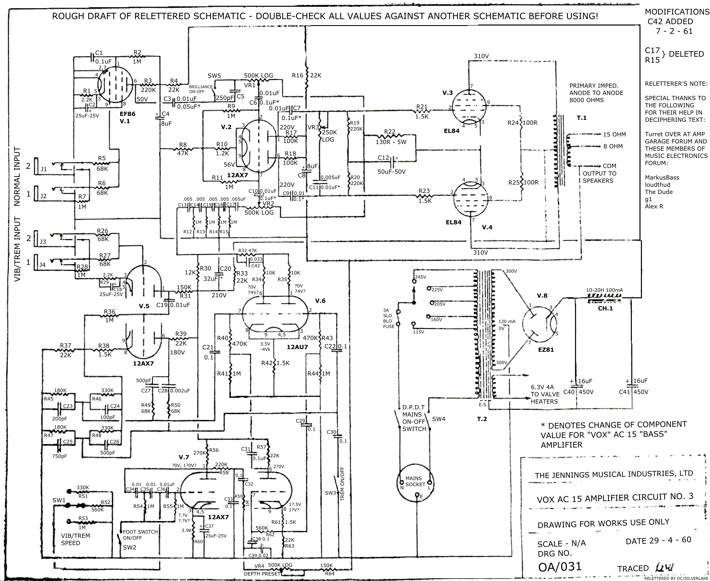 Vox ac15 схема