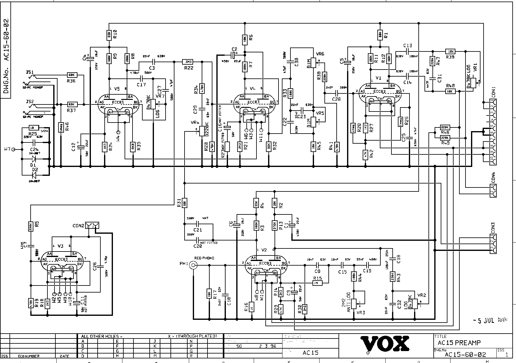 Vox ac15 схема