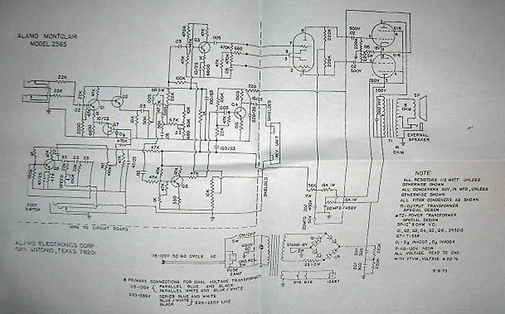 Looking for a schematic for an Alamo Montclair 2565