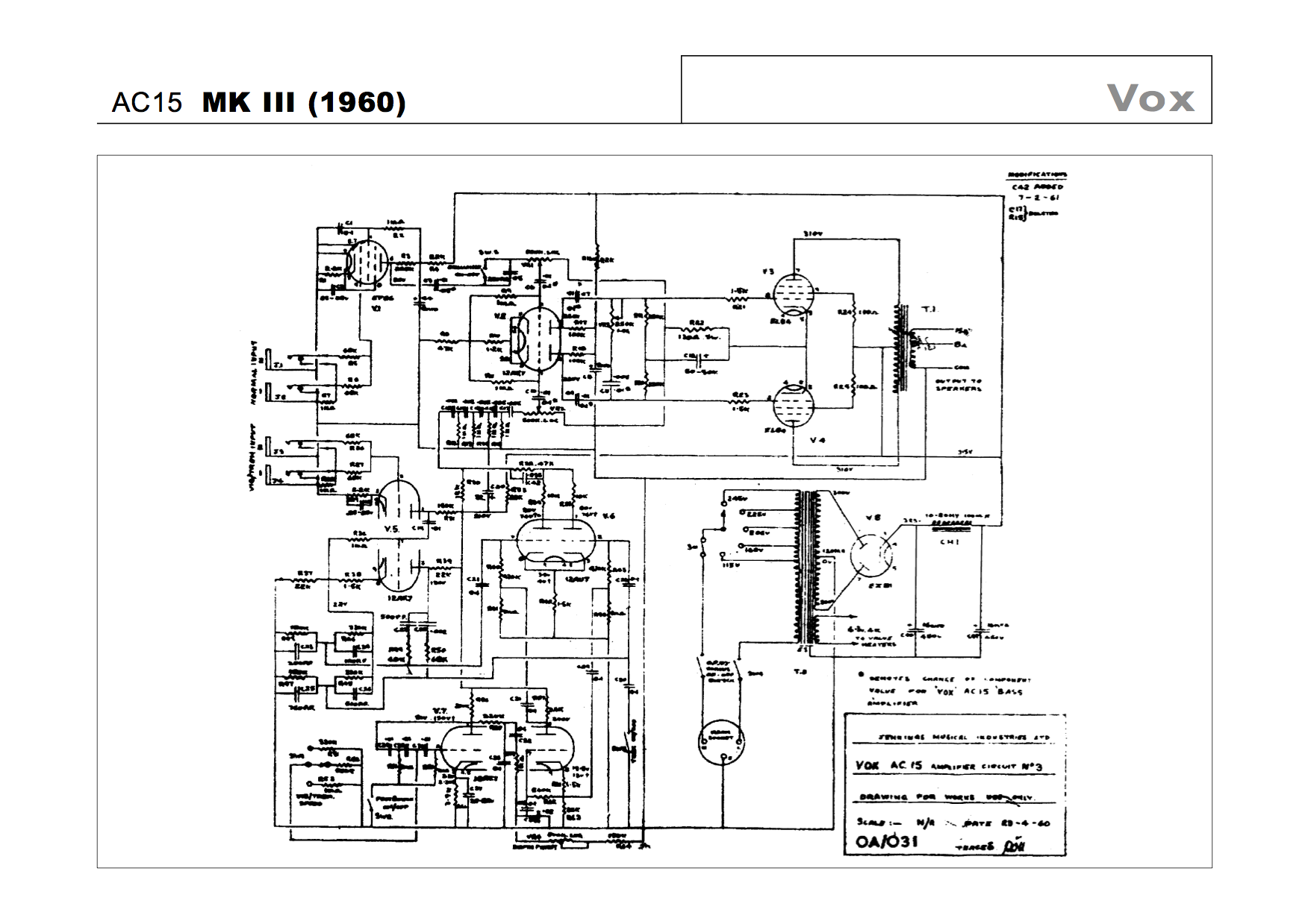 Vox ac15 схема