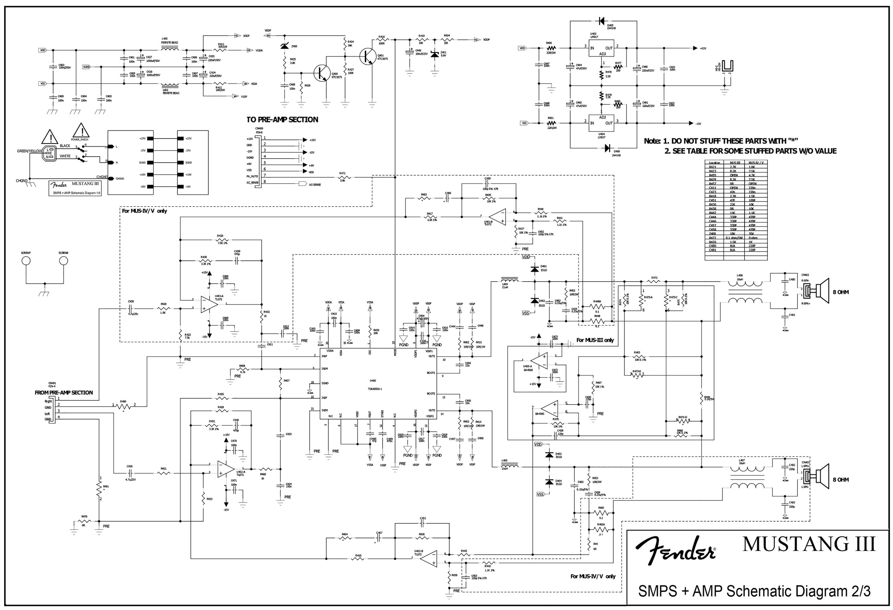 Fender Rumble 100 Circuit Diagram