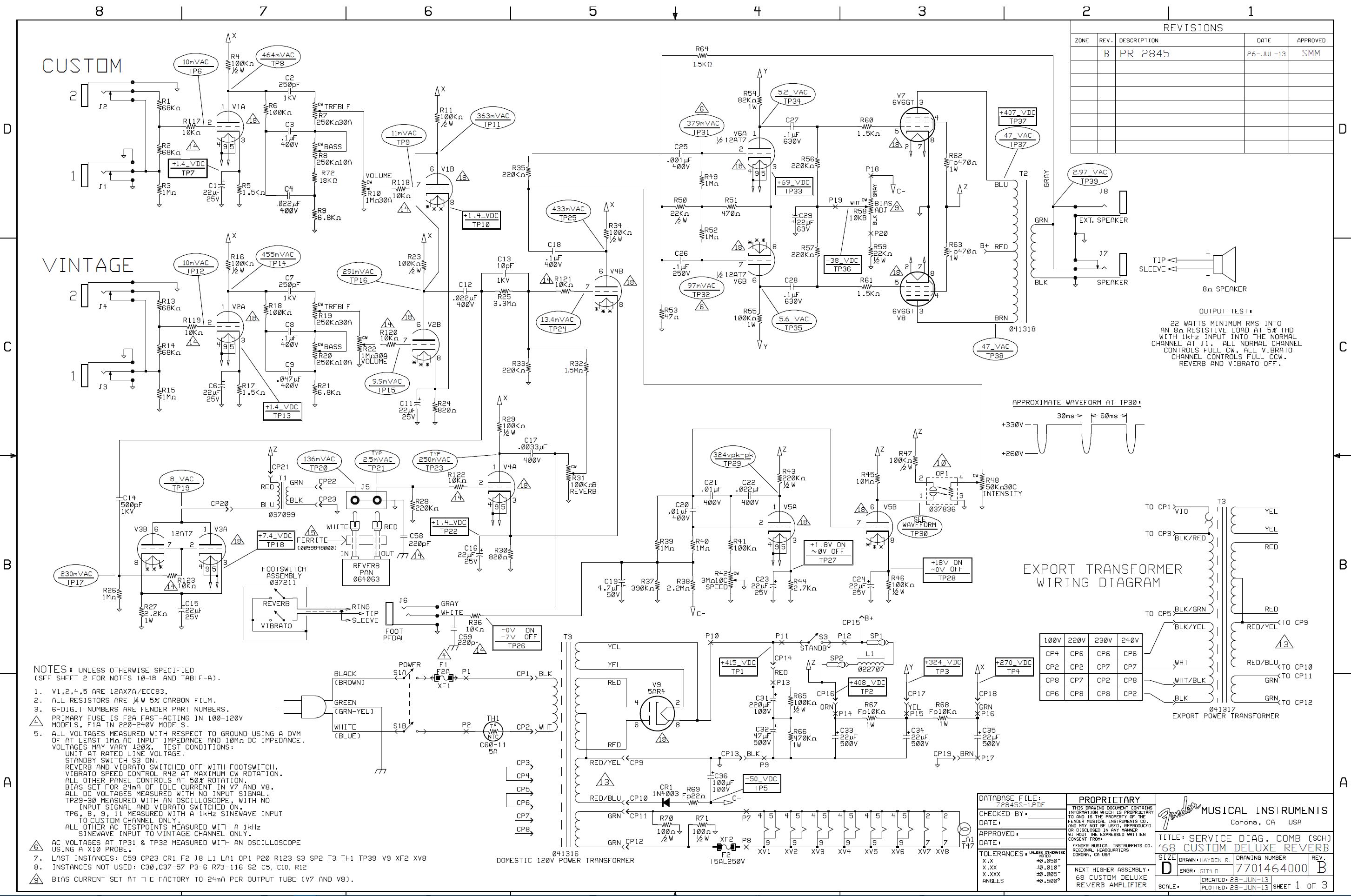 Схема fender deluxe reverb