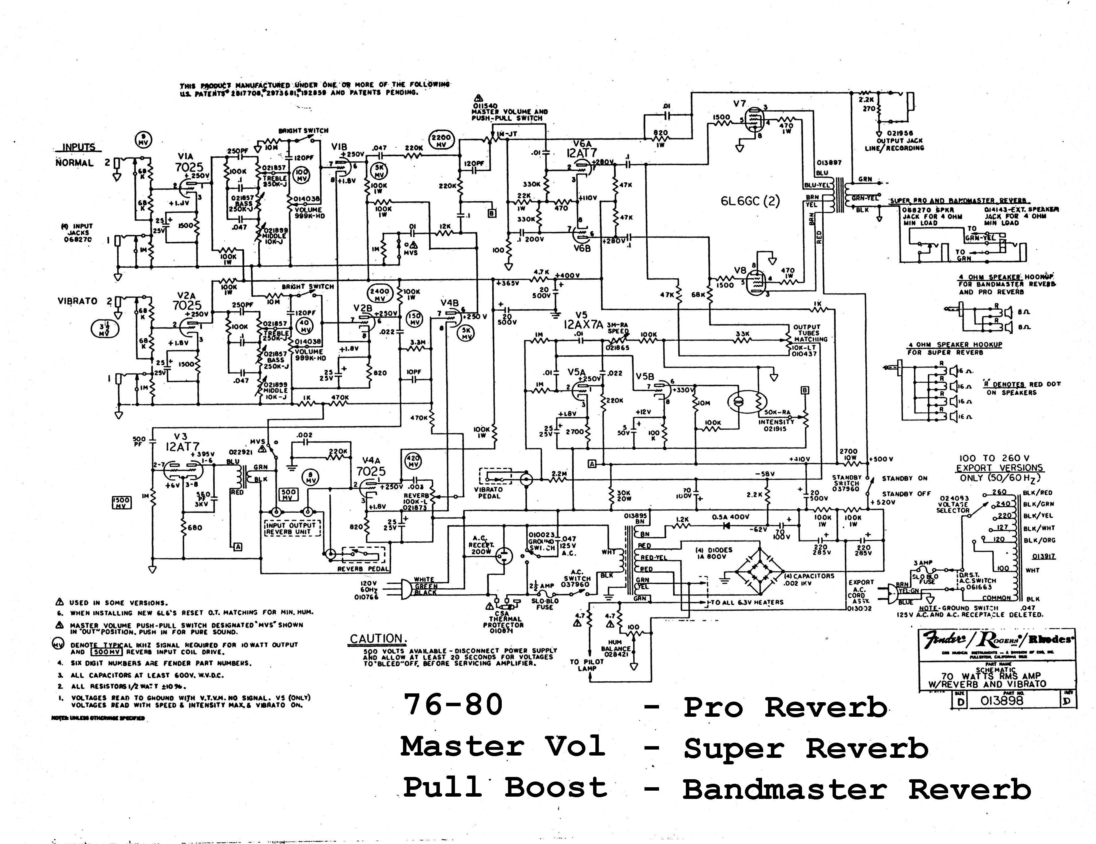 Схема fender deluxe reverb