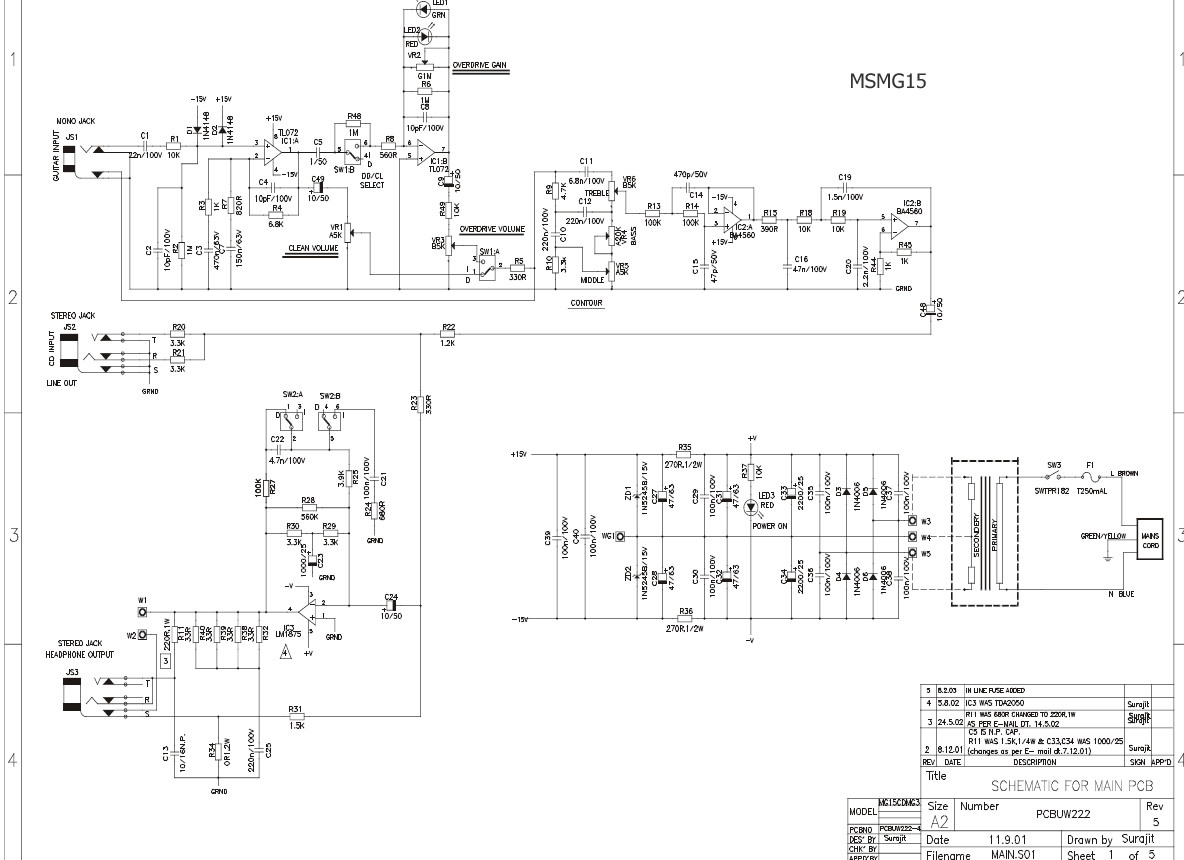 Advices on my modded Marshall MG15 schematic diyAudio