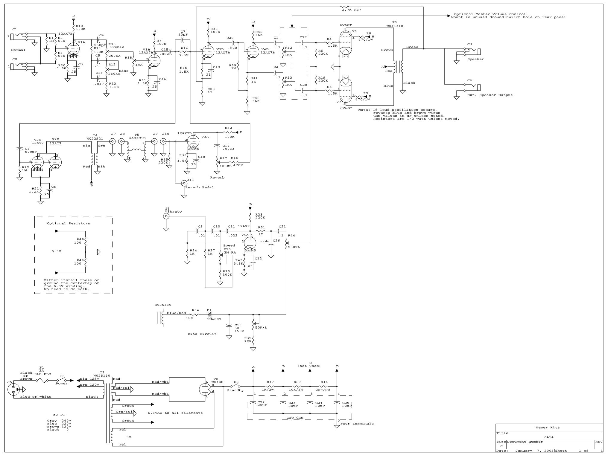 Schematic princeton reverb changing Princeton